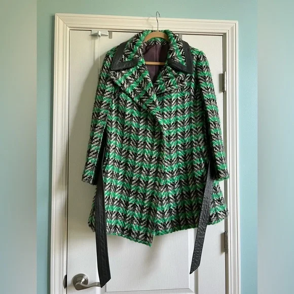 Vintage Leather-trimmed Wool Coat, 1970s - Picture 11 of 11